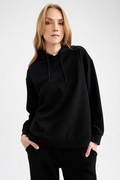 خرید اینترنتی هودی زنانه سیاه دفکتو A1415AX22AU ا Regular Fit Sweatshirt