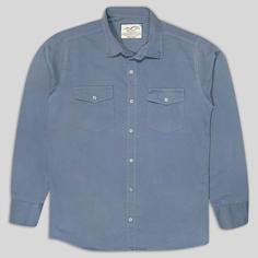 پیراهن کتان دو جیب آستین بلند مردانه آبی 124030-6