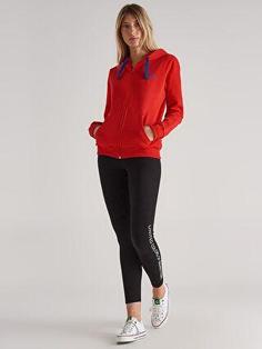 خرید اینترنتی سوییشرت زنانه قرمز بنتون W2IK55Z8 ا Kapüşonlu Baskılı Uzun Kollu Pamuklu Kadın Spor Hırka