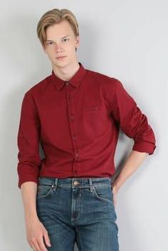 پیراهن آستین بلند مردانه قرمز برند colin s CL1046092 ا Slim Fit Shirt Neck Erkek Kırmızı Uzun Kol Gömlek