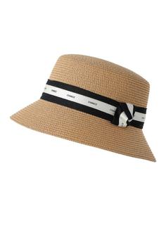 کلاه حصیری روبانی حروف مینیسو (قهوه ای روشن) Fashion Letters Ribbon Straw Hat(Dark Brown)