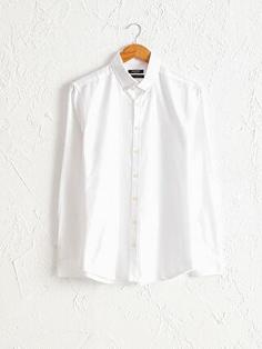 پیراهن آستین بلند مردانه سفید السی وایکیکی 0W2657Z8 ا Slim Fit Uzun Kollu Oxford Gömlek