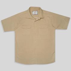 پیراهن کتان دو جیب آستین کوتاه مردانه خاکی 124029-2