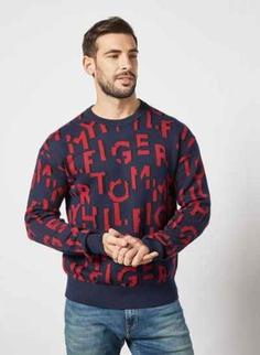 TOMMY HILFIGER : لوگو ژاکت آسمان کویر/ رگاتا قرمز/ مشکی