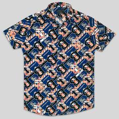پیراهن هاوایی سورمه ای مردانه طرح burberry کد 124031-23