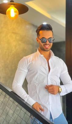 پیراهن سفید آستین بلند - 2XL ا Long sleeved white shirt