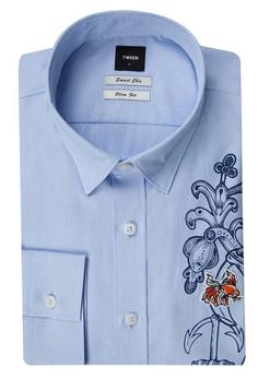 پیراهن مردانه برند دامات تویین ( DAMATTWEEN ) مدل پیراهن چاپی Tween Slim Fit Blue Plain - کدمحصول 113036