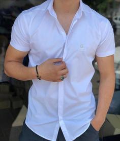 پیراهن سفید آستین کوتاه مدل ۲۰۲۳ - 3XL ا Short sleeve white shirt model 2023