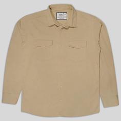 پیراهن کتان دو جیب آستین بلند مردانه خاکی 124030-2