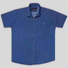 پیراهن جین آستین کوتاه ساده مردانه آبی 124022-3