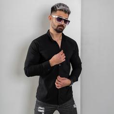 پیراهن مردانه مشکی ساده جیب دار مردانه مدل VQ