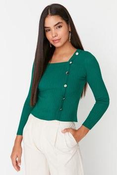 ژاکت زنانه سبز برند trendyolmilla TWOAW23KZ01555 ا Yeşil Düğme Detaylı Triko Kazak TWOAW23KZ01555