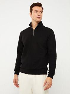 خرید اینترنتی ژاکت مردانه سیاه السی وایکیکی S3GK89Z8 ا Dik Yaka Uzun Kollu Erkek Sweatshirt