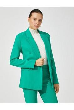 خرید اینترنتی کت زنانه سبز کوتون 3WAK50138UW ا Düğme Detaylı Blazer Ceket