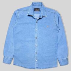 پیراهن جین سایز بزرگ ساده مردانه آبی روشن 124021-2