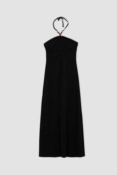 پیراهن رسمی زنانه سیاه دیفاکتو Y0948AZ22SM ا A Kesim Straplez Bodycon Maxi Elbise