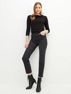 شلوار جین زنانه سیاه السی وایکیکی W1L580Z8 ا Yüksek Bel Slim Fit Kadın Jean Pantolon