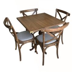 میز و صندلی ناهارخوری 4 نفره اسپرسان چوب مدل روستیک rs1 - قهوه ای تیره