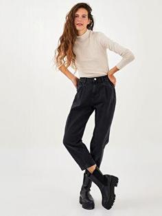 شلوار جین زنانه سیاه برند XSIDE W1J347Z8 ا Standart Fit Cep Detaylı Kadın Jean Pantolon