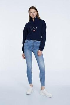 خرید اینترنتی شلوار جین زنانه سرمه‌ای برند stradivarius 01400490 ا Normal Bel Skinny Jean