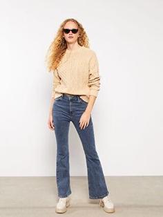 شلوار جین زنانه آبی برند XSIDE W2AU09Z8 ا Yüksek Bel Flare Kadın Jean Pantolon