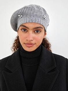 خرید اینترنتی کلاه زمستانی زنانه طوسی السی وایکیکی W13804Z8 ا Taş İşlemeli Kadın Triko Bere