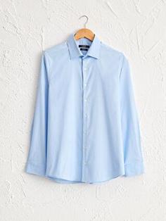 پیراهن آستین بلند مردانه آبی السی وایکیکی 0W0302Z8 ا Slim Fit Oxford Gömlek