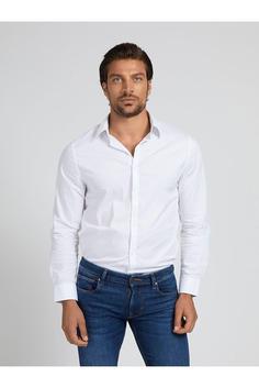 پیراهن سفید دکمه ای یقه کلاسیک آستین بلند مردانه گس Guess (ساخت آمریکا)