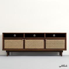 میز تلویزیون تمام چوب مدل ویچنزا - antique cherry / 165 سانتی متر