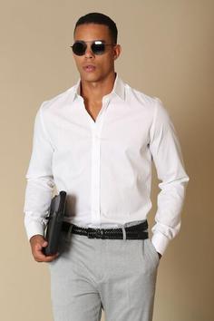 پیراهن یقه کلاسیک مردانه سفید برند Lufian