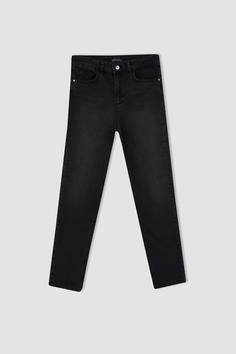 شلوار جین زنانه سیاه دیفاکتو ا Vintage Slim Fit Yüksek Bel Jean Pantolon