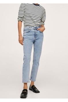 شلوار جین زنانه آبی برند mango ا Kadın Açık Mavi Kısa Paçalı Orta Bel Yükseklikli Slim Fit Jean