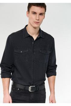 پیراهن آستین بلند مردانه سیاه ماوی ا Siyah Gömlek Regular Fit / Normal Kesim 0210518-900