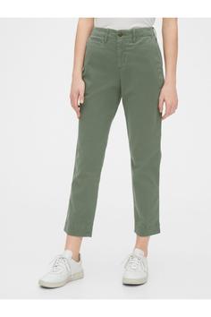 شلوار راحتی زنانه سبز برند gap ا Kadın Yeşil High Rise Straight Fit Khaki Pantolon