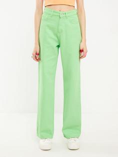 شلوار جین زنانه سبز برند QUZU ا Standart Fit Düz Geniş Paça Kadın Jean Pantolon