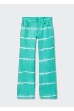 شلوار جین زنانه سبز برند mango ا Batik Desen Wide-leg Jean