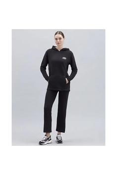 هودی زنانه سیاه برند skechers ا W Terry Fleece Print Detailed Oversize Hoodie Sweatshirt