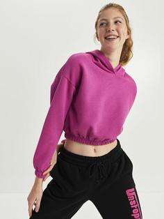 سوییشرت زنانه صورتی برند XSIDE ا Kapüşonlu Düz Uzun Kollu Kadın Sweatshirt