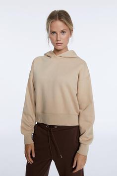 هودی زنانه بژ برند stradivarius ا Basic Crop Sweatshirt