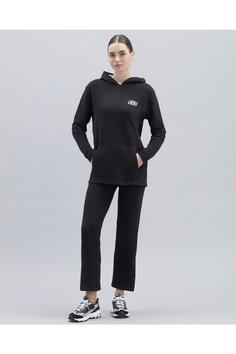 هودی زنانه سیاه برند skechers ا W Terry Fleece Print Detailed Oversize Hoodie Kadın Siyah Sweatshirt - S221112-001