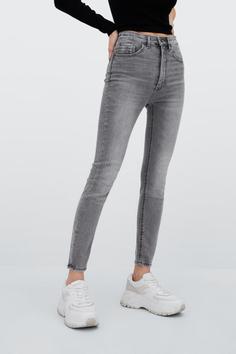 شلوار جین زنانه طوسی برند stradivarius ا Kadın Açık Gri Süper Yüksek Bel Vintage Jean