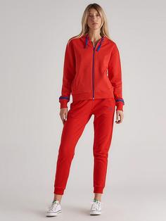 سوییشرت زنانه قرمز برند BENETTON ا Kapüşonlu Düz Uzun Kollu Kadın Spor Hırka