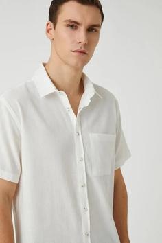 پیراهن آستین کوتاه مردانه سفید کوتون ا Erkek Gömlek 3sam60001hw001