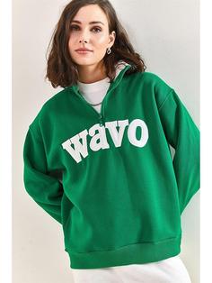 سوییشرت زنانه سبز برند SHADE ا Yarım Fermuarlı Dik Yaka Sweatshirt