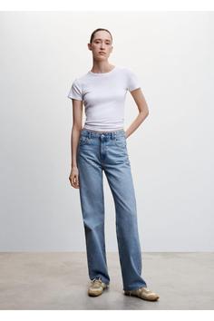شلوار جین زنانه آبی مانگو ا Wideleg Orta Bel Jean