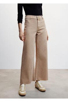 شلوار جین زنانه بژ مانگو ا Yüksek Bel Culotte Jean Pantolon
