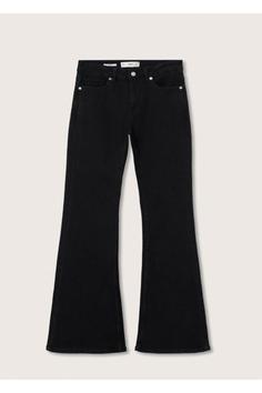 شلوار جین زنانه سیاه برند mango ا Orta Bel Flare Jean