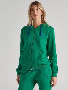 سوییشرت زنانه سبز برند BENETTON ا Kapüşonlu Baskılı Uzun Kollu Pamuklu Kadın Spor Hırka