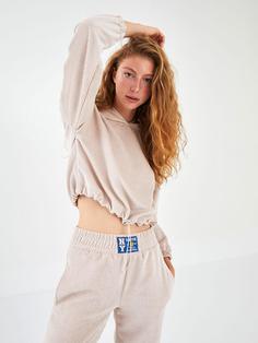 سوییشرت زنانه صورتی برند XSIDE ا Kapüşonlu Düz Uzun Kollu Kadife Kadın Sweatshirt