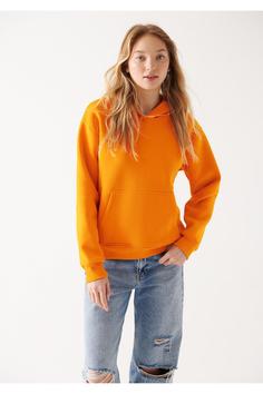 هودی زنانه نارنجی ماوی ا Kapüşonlu Turuncu Basic Sweatshirt 167299-83770